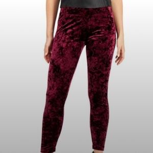 INC International Concepts Contour Waist Velvet Leggings Burgundy Red